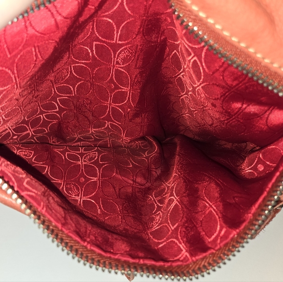 Fossil Leather Burnt Orange Crossbody Shoulder Bag - Picture 7 of 12